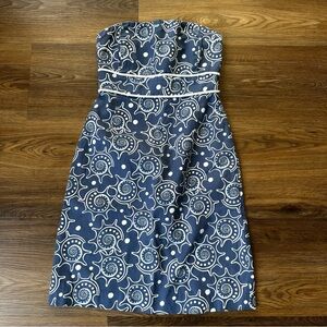 VINEYARD VINES Womens Strapless Mini Dress Size 4 Blue Seashell Nautical‎ Beach